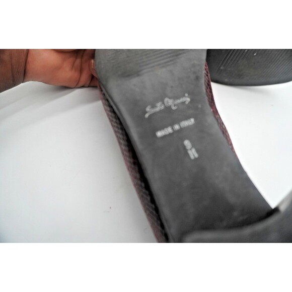 Sesto Meucci Italy Burgundy Snake Embossed Leather Low Heel Loafer Pumps Size 9M - Picture 9 of 12